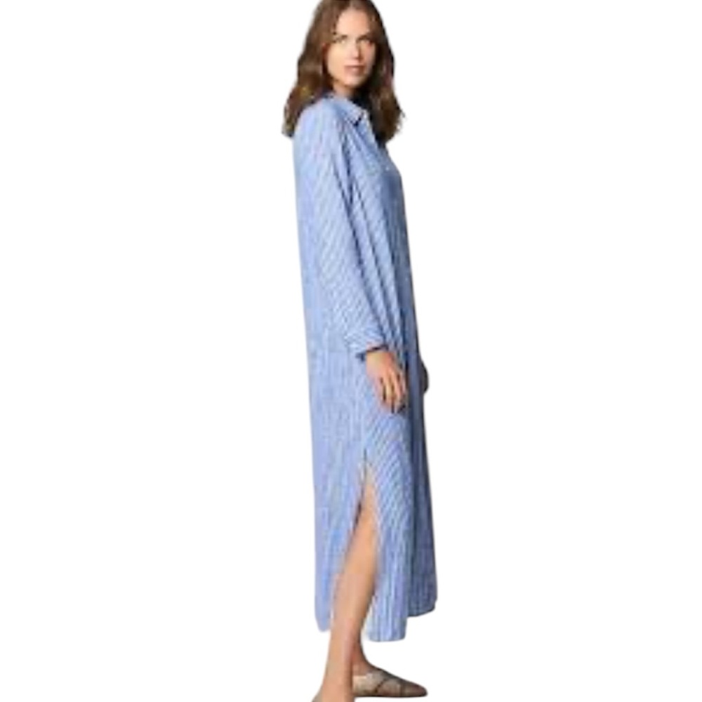J. Jill Striped Long Sleeve Maxi Shirt Dress Size XS